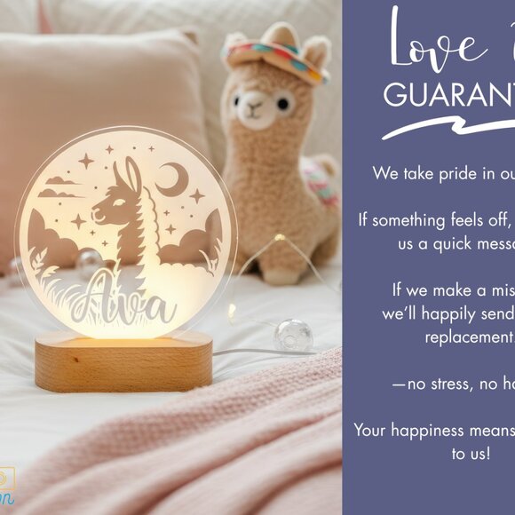 Personalized Llama Night Light – Custom LED Lamp for Kids - Picture 6 of 8